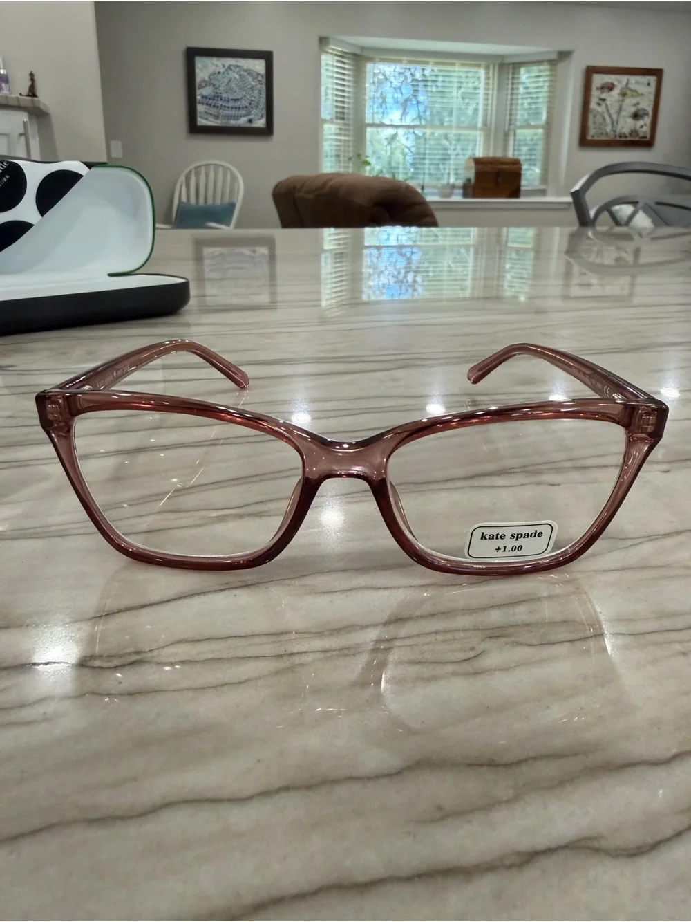 Kate Spade New York +1.00 Reading Glasses Pink Rose Readers w/ Hard Case